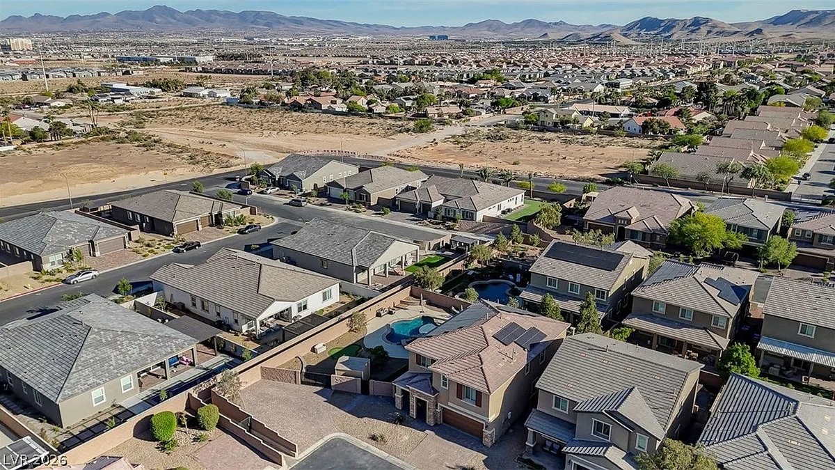 Aerial view of the 89139 Las Vegas neighborhood near 8603 Hallcrest Ct