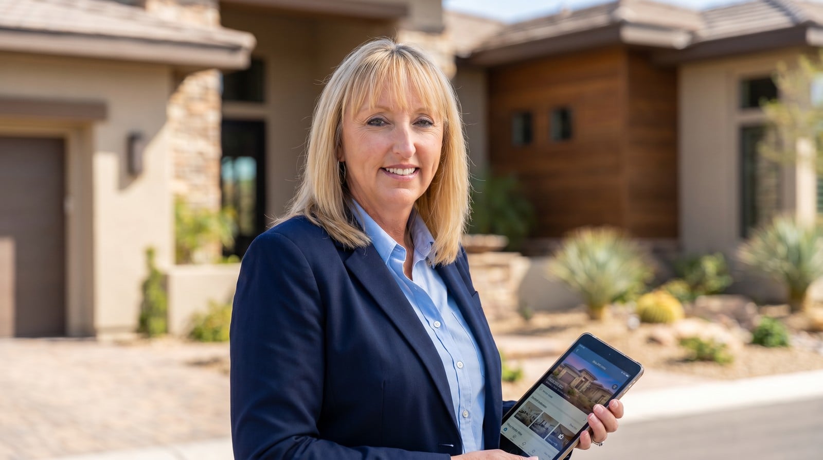 Tami Jacobson, Las Vegas realtor, in front of a Las Vegas home