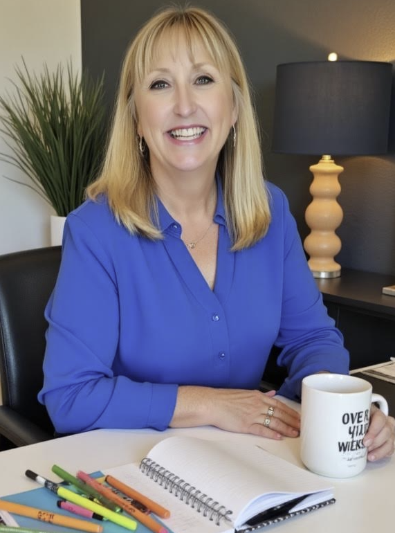 Tami Jacobson, Las Vegas Realtor, reviewing the market at her desk