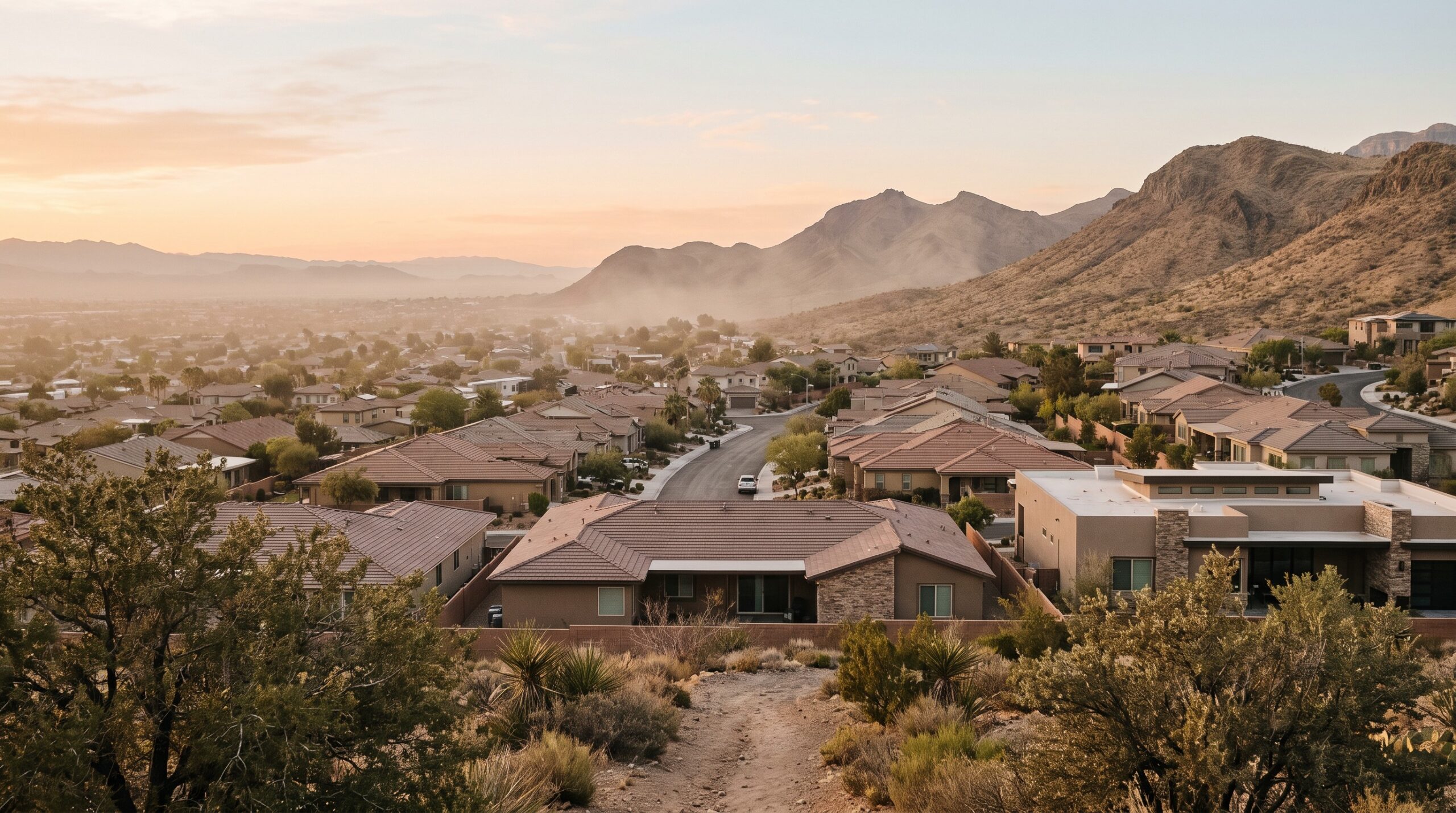 Las Vegas valley homes at sunrise as mortgage rates ease into fall 2026