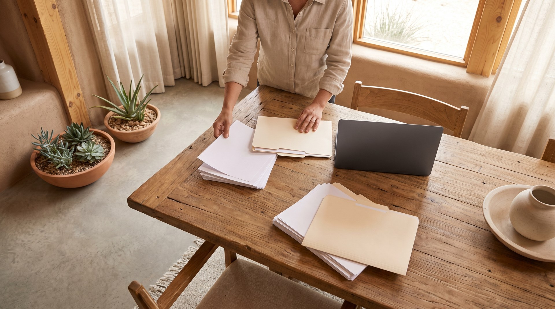 Homeowner assembling records for a seller net sheet