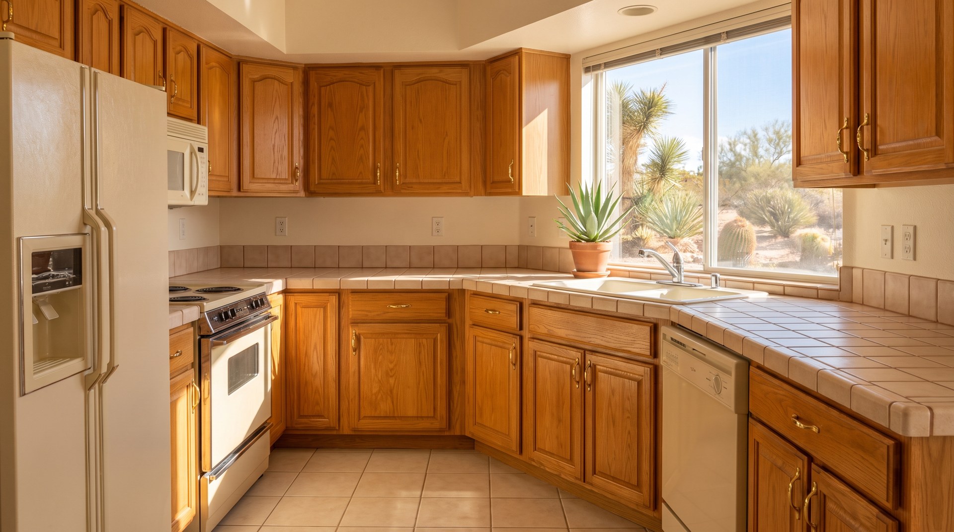 A clean but dated Las Vegas kitchen, the kind of room many as-is sellers leave alone